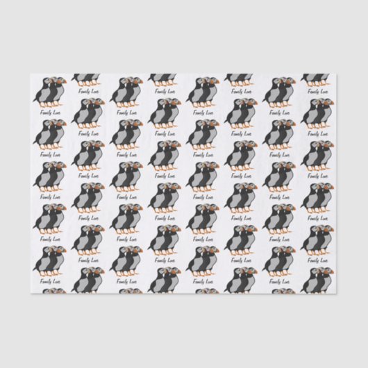 一緒に立っている3つの愛らしいパフィン漫画 薄葉紙 (正面)