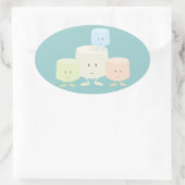 一緒に笑っている4つのマシュマロ 楕円形シール (バッグ)