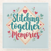 一緒に縫い合わせる思い出の刺繍芸術 ガラスコースター (正面)