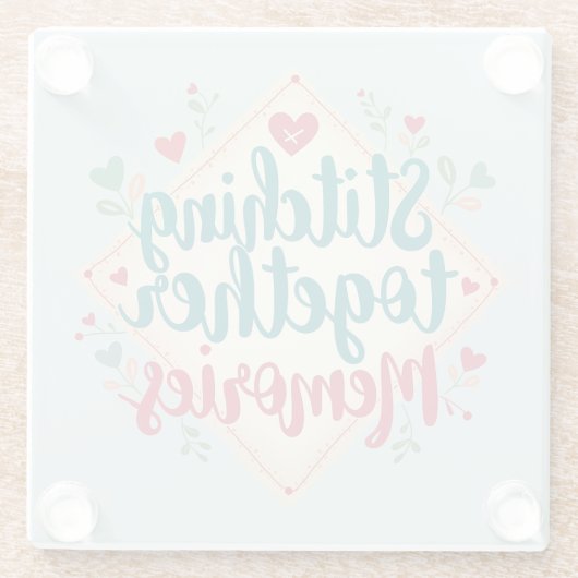 一緒に縫い合わせる思い出の刺繍芸術 ガラスコースター (裏面)