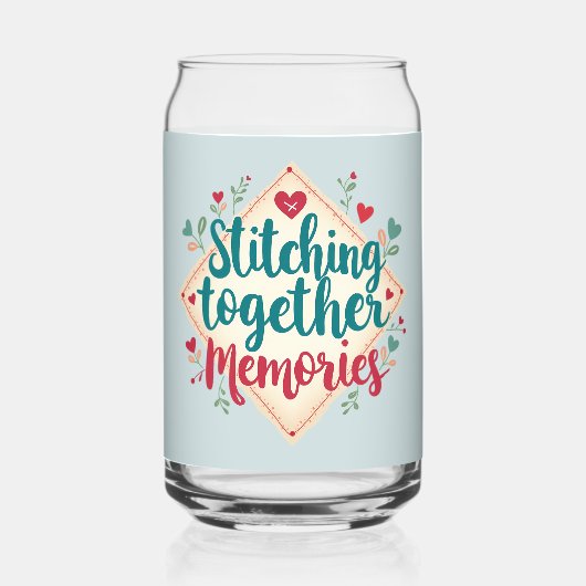 一緒に縫い合わせる思い出の刺繍芸術 ガラス缶 (正面)