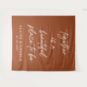 一緒に美しい結婚の写真の背景 タペストリー (正面(横))