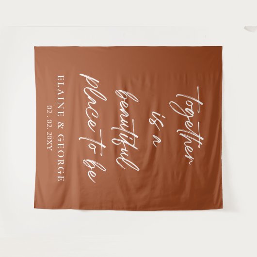 一緒に美しい結婚の写真の背景 タペストリー (正面(横))