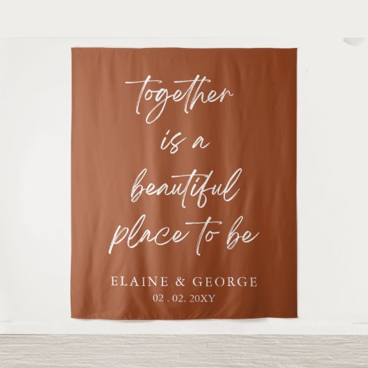 一緒に美しい結婚の写真の背景 タペストリー (正面)