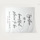 一緒に美しい結婚の写真の背景 タペストリー (正面(横))