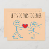 一緒に行こう!かわいいスティック カップル ポストカード (正面/裏面)