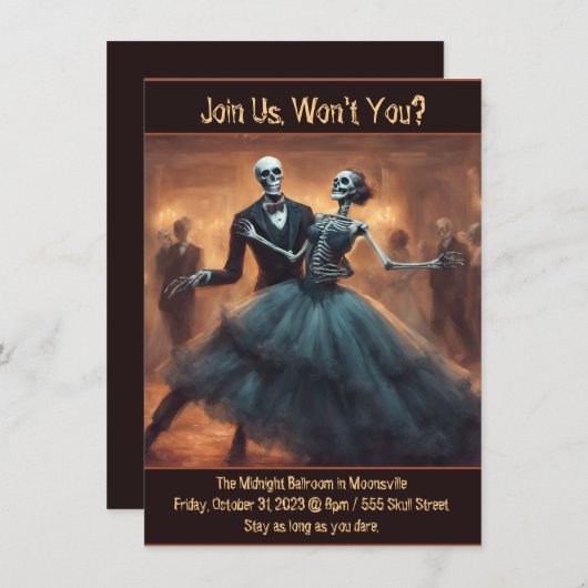 一緒に行ってくれないか?ハロウィーンダンスパーティー 招待状 (正面/裏面)