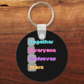 一緒に誰もが私のブルーグリーPink Keより多くを達成 キーホルダー (正面)