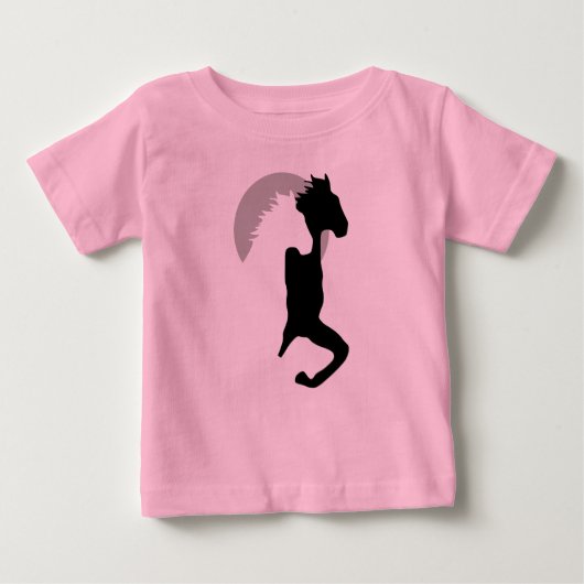 一緒に走る馬の女の子Tシャツ ベビーTシャツ (正面)