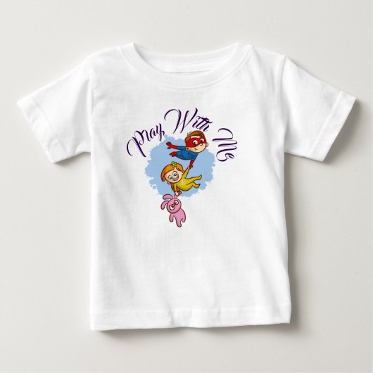 "一緒に遊ぼう" キッズTシャツ 遊ぶ子供たちデザイン ベビーTシャツ (正面)