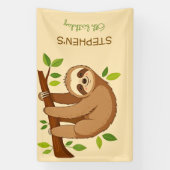 一緒に遊ぼう?ナマケモノの子供の誕生日 横断幕 (縦)