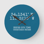 一緒に過ごした時間 GPS座標 オーダーメイド ラウンド壁時計 (正面)