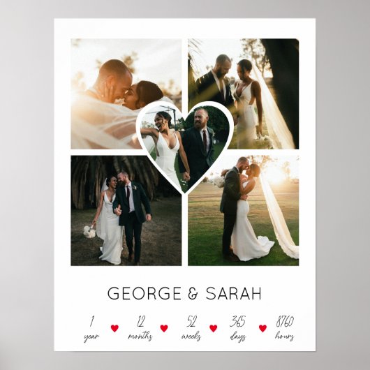 一緒に過ごした１年 結婚記念日５周年 フォト ポスター (正面)