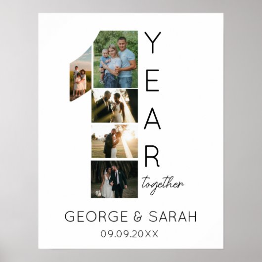 一緒に過ごした1年の結婚記念日 5枚の写真 ポスター (正面)