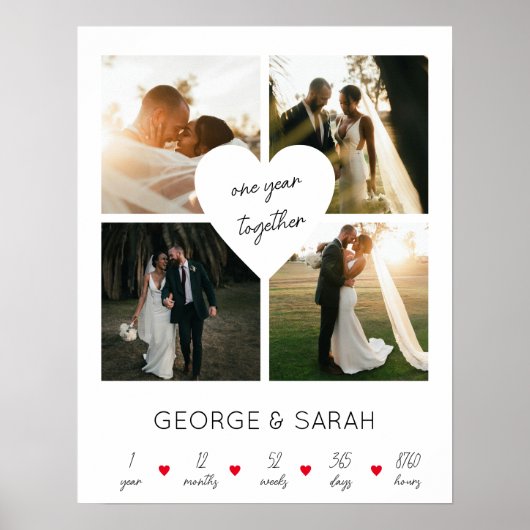 一緒に過ごした1年 結婚記念日 4枚の写真 ポスター (正面)