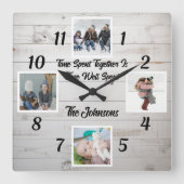 一緒に過ごす時間は写真を撮る時間である スクエア壁時計 (正面)