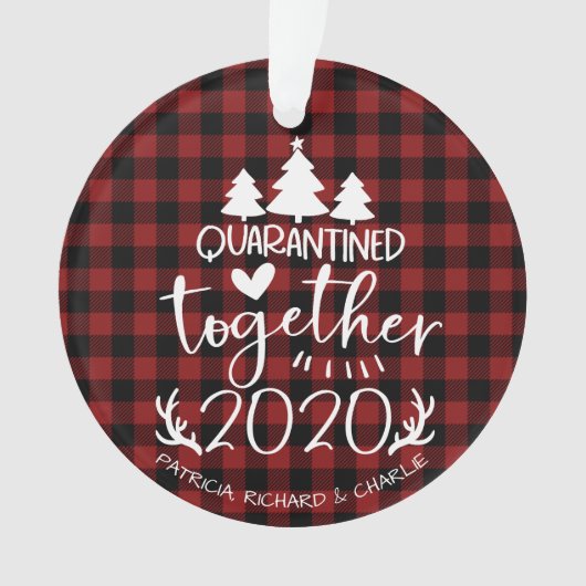 一緒に隔離されたキュートなコビデのパンデミックなクリスマス オーナメント (正面)