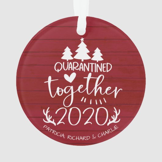 一緒に隔離キュートCovidクリスマスレッド オーナメント (裏面)