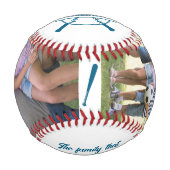一緒に青遊い写真をパーソナライズされた家族 野球ボール (正面)