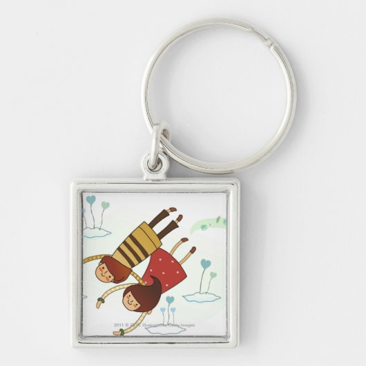 一緒に飛ぶカップルの背面図 キーホルダー (正面)