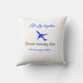 一緒に飛ぼう1歳の誕生日飛行機ブルーシルブ クッション (裏面)