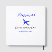 一緒に飛ぼう1歳の誕生日飛行機ブルーシルブ ゲストブック (裏面)