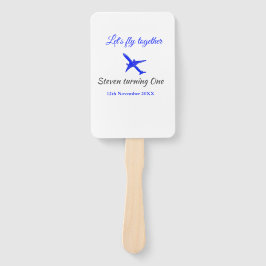 一緒に飛ぼう1歳の誕生日飛行機ブルーシルブ ハンドファン