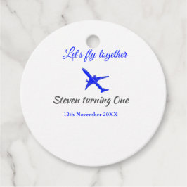 一緒に飛ぼう1歳の誕生日飛行機ブルーシルブ フェイバータグ