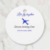 一緒に飛ぼう1歳の誕生日飛行機ブルーシルブ フェイバータグ (裏面)