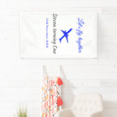 一緒に飛ぼう1歳の誕生日飛行機ブルーシルブ 横断幕 (インサイチュ)