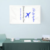 一緒に飛ぼう1歳の誕生日飛行機ブルーシルブ 横断幕 (トレードショー)