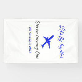 一緒に飛ぼう1歳の誕生日飛行機ブルーシルブ 横断幕