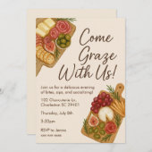 一緒に食べて楽しもう！シャルキュテリーボードパーティーのお誘い 招待状 (正面/裏面)