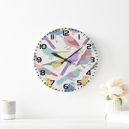 一緒に鳥たち ラージ壁時計