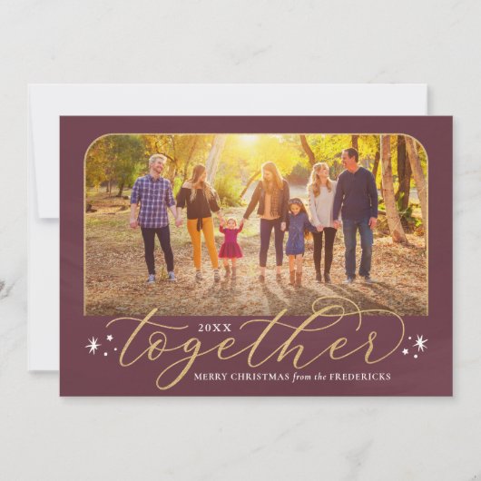 一緒に2022 Burgundyと金ゴールド家族の写真 シーズンカード (正面)
