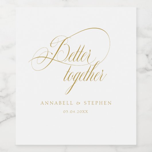 一緒に、もっと素敵に! モダン、カリグラフィー、ウェディング ワインラベル (シングルラベル)