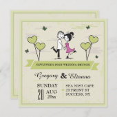 一緒に（グリーン）結婚後ランチ招待状 招待状 (正面/裏面)