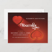 一緒に、日付を保存し、2つのハート葉書 インビテーションポストカード (正面/裏面)