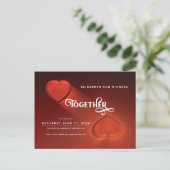 一緒に、日付を保存し、2つのハート葉書 インビテーションポストカード (スタンド正面)