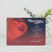 一緒に、2つのハート、赤い婚約 案内状 (スタンド正面)