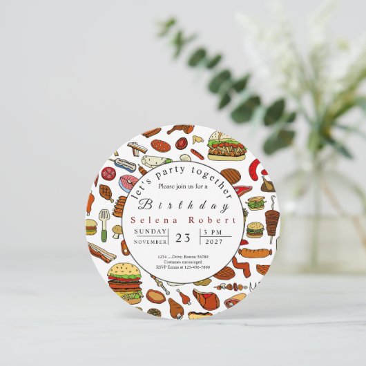 一緒にBBQパーティーをしよう レコード招待状 招待状 (スタンド正面)