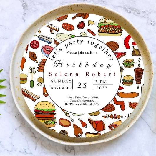 一緒にBBQパーティーをしよう レコード招待状 招待状