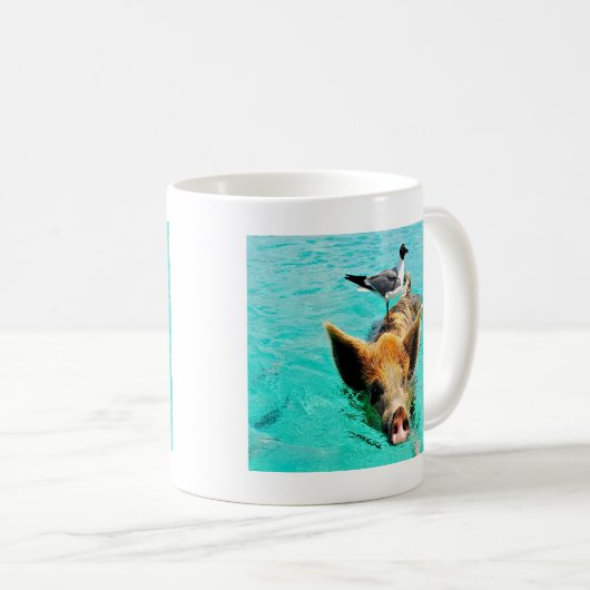 一緒のおもしろいのstanielのキーの水泳のブタのカモメのfis コーヒーマグカップ (正面右)