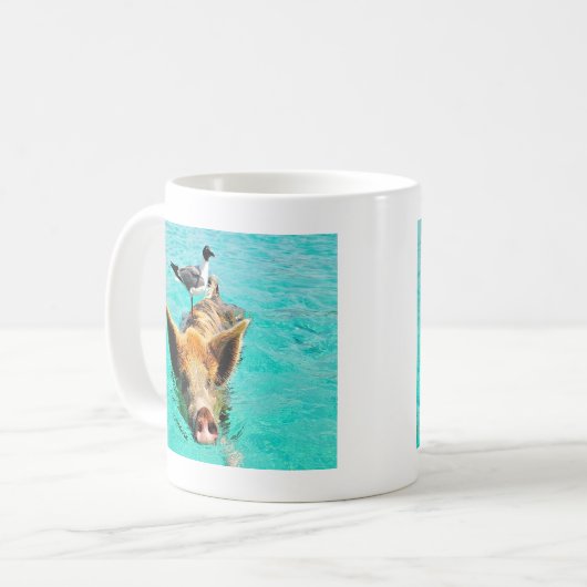 一緒のおもしろいのstanielのキーの水泳のブタのカモメのfis コーヒーマグカップ (正面左)
