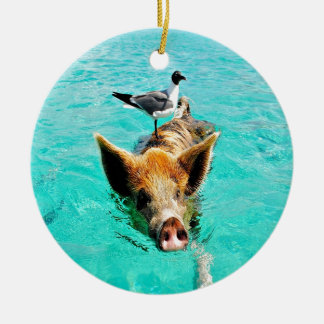 一緒のおもしろいのstanielのキーの水泳のブタのカモメのfis セラミックオーナメント