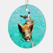 一緒のおもしろいのstanielのキーの水泳のブタのカモメのfis セラミックオーナメント (左)