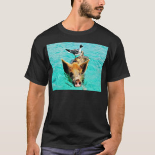 一緒のおもしろいのstanielのキーの水泳のブタのカモメのfis tシャツ