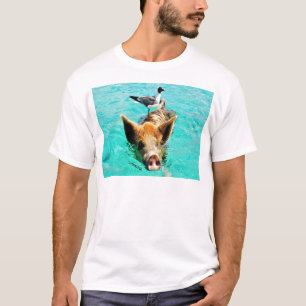一緒のおもしろいのstanielのキーの水泳のブタのカモメのfis tシャツ
