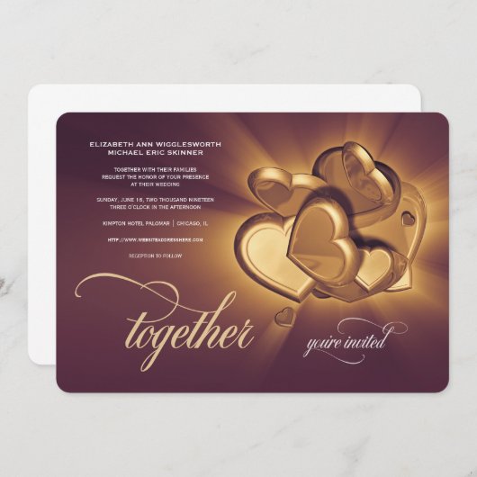 一緒のウェディング・招待状（バージョン2） 案内状 (正面/裏面)