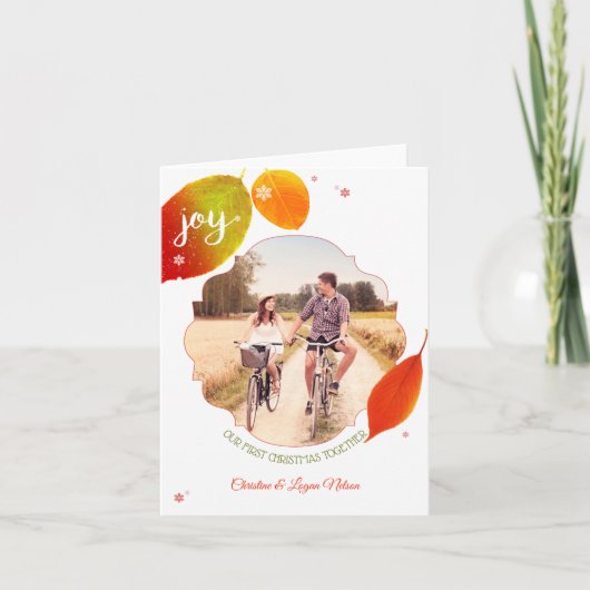 一緒のカップルの初めてのクリスマスの写真 シーズンカード (正面)